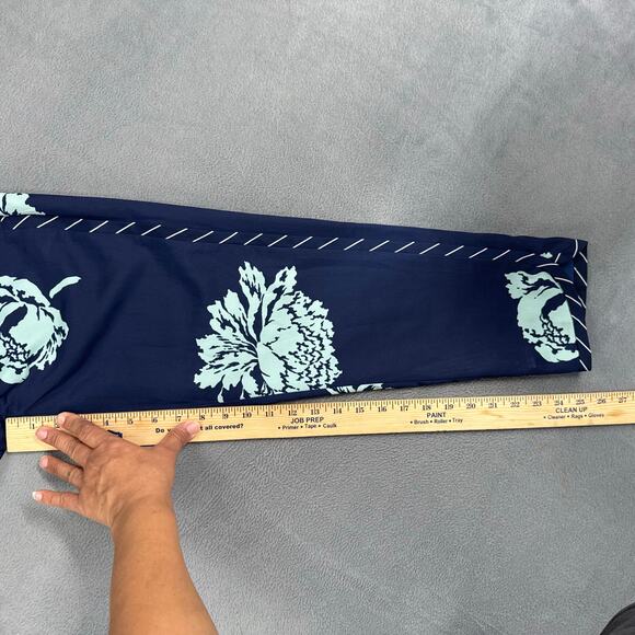 J. Crew Womens  Reese Pants Pull On Elastic Waist Lined Navy Floral Peony Size 2 - Picture 8 of 9